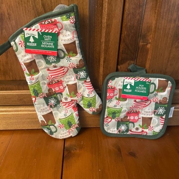 Christmas Coffee Mugs Oven Mitt and Pot Holders - Picture 2 of 6